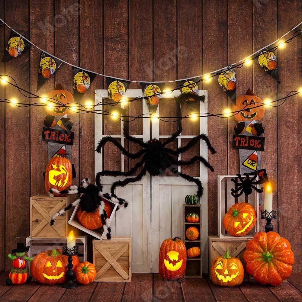 Kate Halloween Automne Citrouille Araignée Toile de fond conçu par Emetselch - Kate Backdrop FR