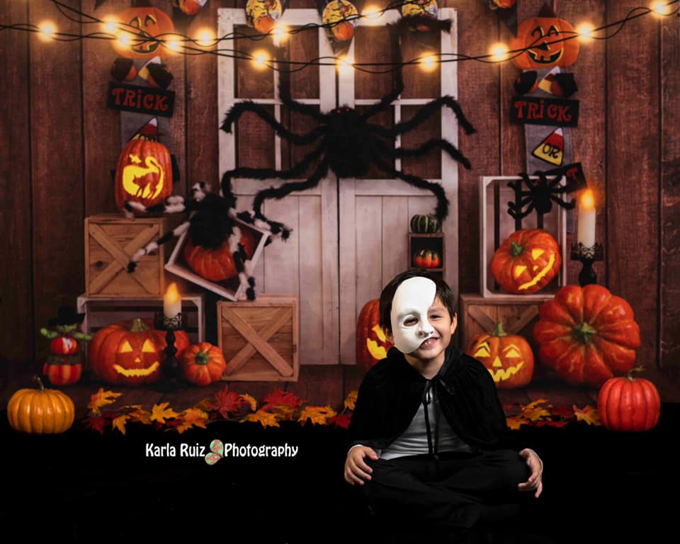 Kate Halloween Automne Citrouille Araignée Toile de fond conçu par Emetselch - Kate Backdrop FR