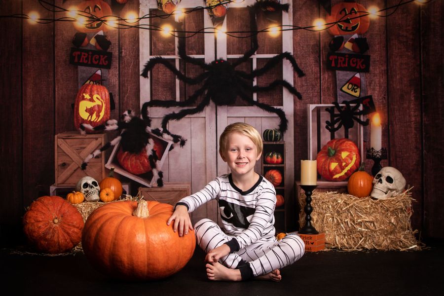 Kate Halloween Automne Citrouille Araignée Toile de fond conçu par Emetselch - Kate Backdrop FR