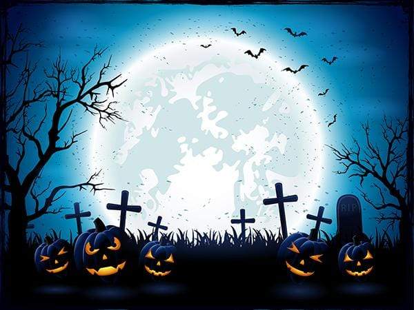 Kate Halloween Backdrop for Pictures Moon Bat Tree Backdrop - Katebackdrop