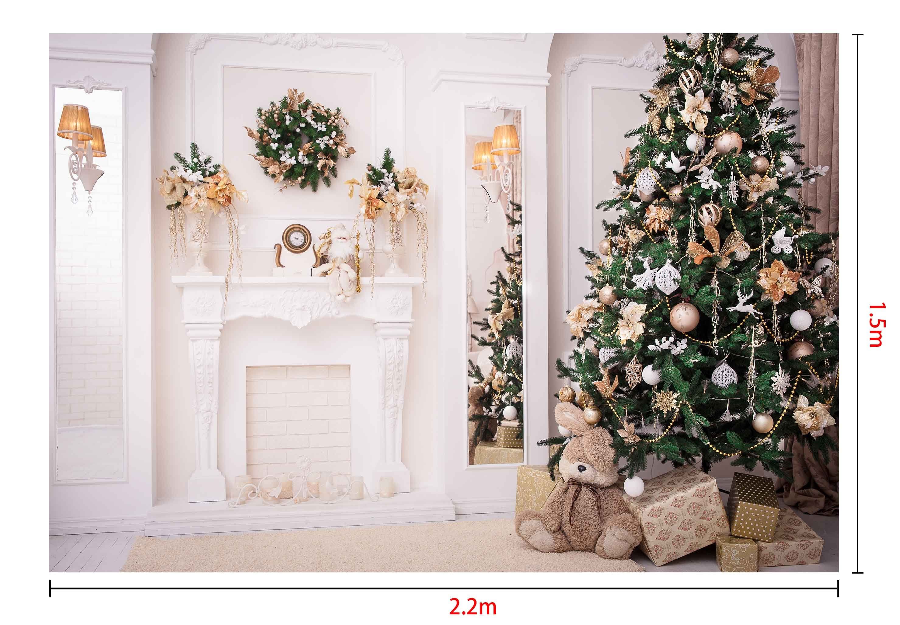 Katebackdrop¡êoKate Christmas Tree Decoration Fireplace Backdrop Studio Props