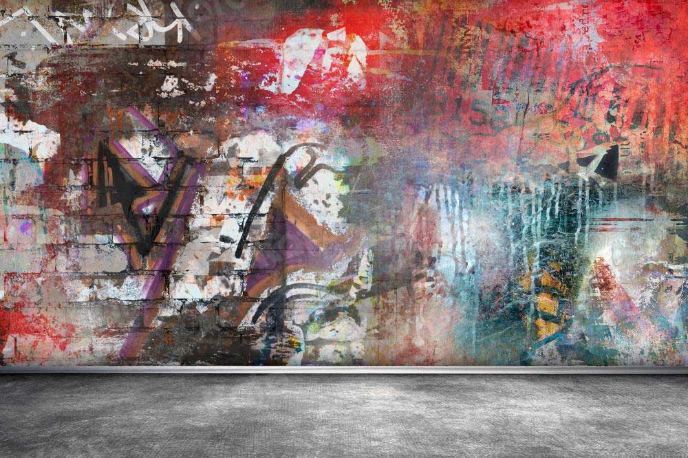 Kate Colorful Brick Stone Graffiti Wall Backdrop Photography - Katebackdrop