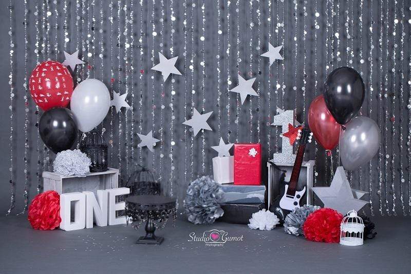 Katebackdrop£ºKate rock star 1st birthday boy backdrop designed by studio gumot