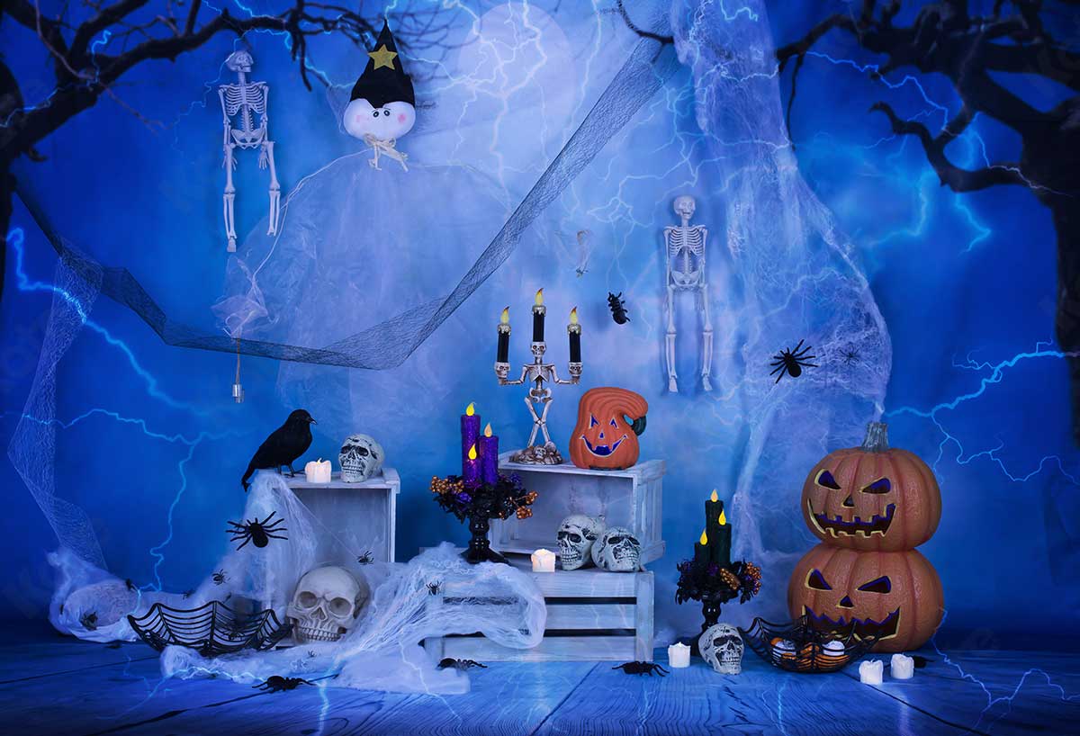 Kate Toile de fond de décorations de citrouille et de libellule d'Halloween pour la photographie conçue par Studio Gumot - Kate Backdrop FR