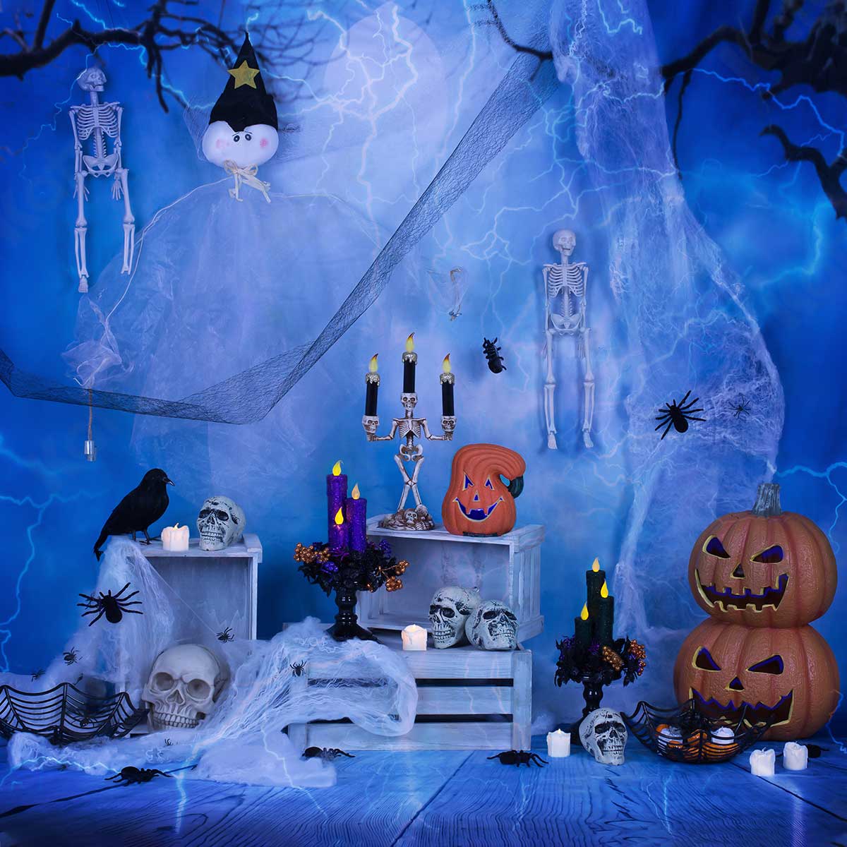 Kate Toile de fond de décorations de citrouille et de libellule d'Halloween pour la photographie conçue par Studio Gumot - Kate Backdrop FR