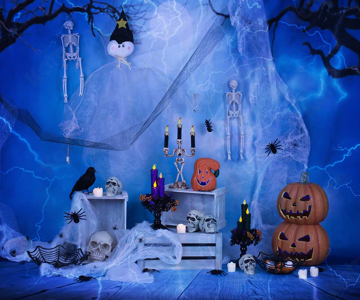 Kate Toile de fond de décorations de citrouille et de libellule d'Halloween pour la photographie conçue par Studio Gumot - Kate Backdrop FR