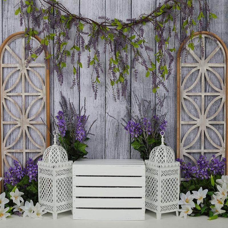 Kate Lavande Pâques Printemps Anniversaire Mur en bois Toile de fond pour la photographie - Kate Backdrop FR