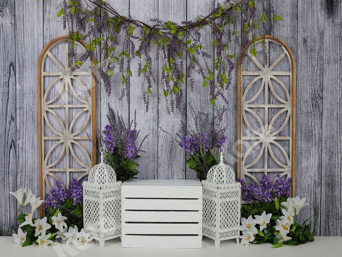 Kate Lavande Pâques Printemps Anniversaire Mur en bois Toile de fond pour la photographie - Kate Backdrop FR