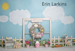 Katebackdrop£ºKate Rabbits Railing Decorations Easter Spring Children Backdrop for Photography Designed by Erin Larkins