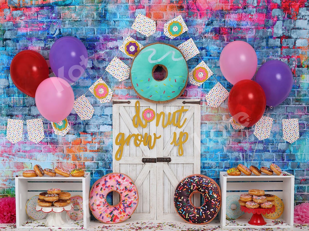 Kate Ballons Anniversaire Donut Enfants Toile de fond pour la photographie - Kate Backdrop FR