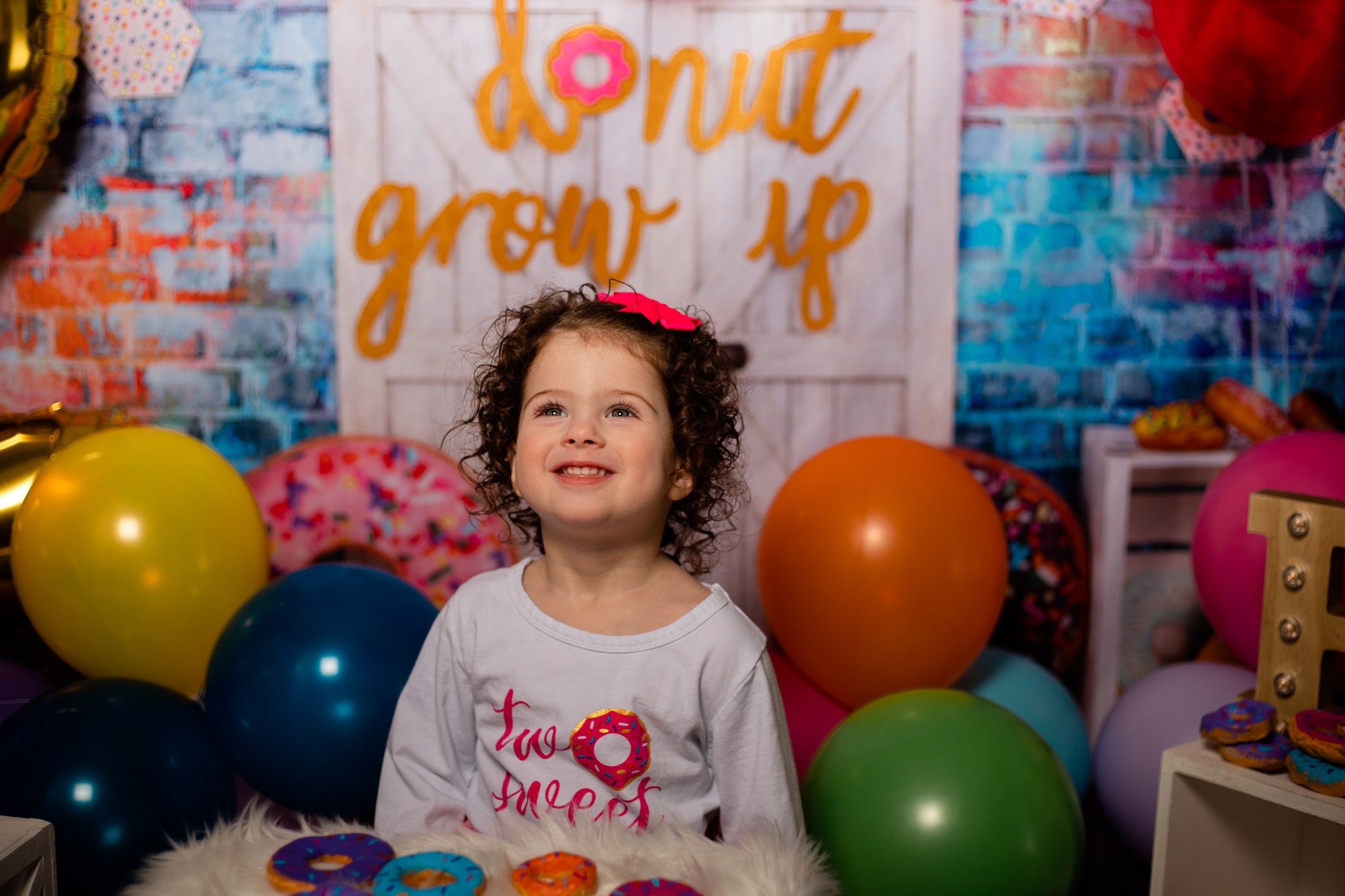 Kate Ballons Anniversaire Donut Enfants Toile de fond pour la photographie - Kate Backdrop FR