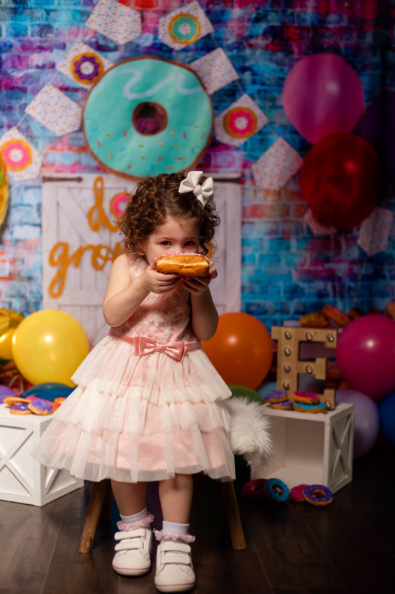 Kate Ballons Anniversaire Donut Enfants Toile de fond pour la photographie - Kate Backdrop FR