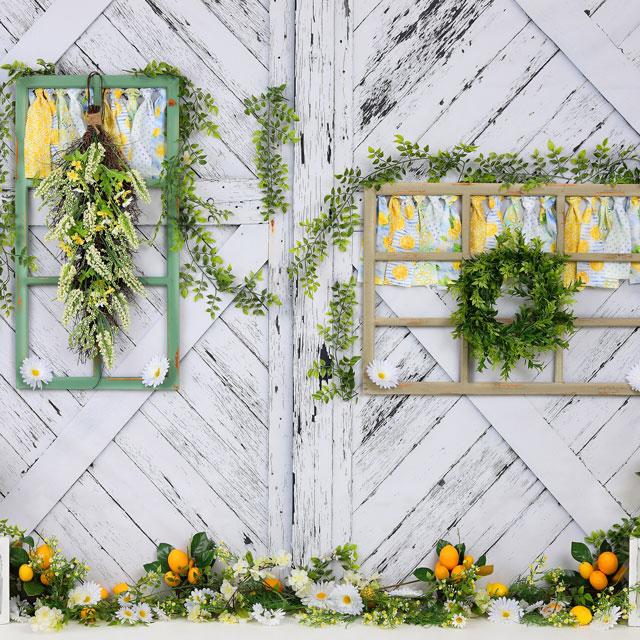 Kate Citron Marguerite Été Bois Rétro Toile de fond pour la photographie - Kate Backdrop FR