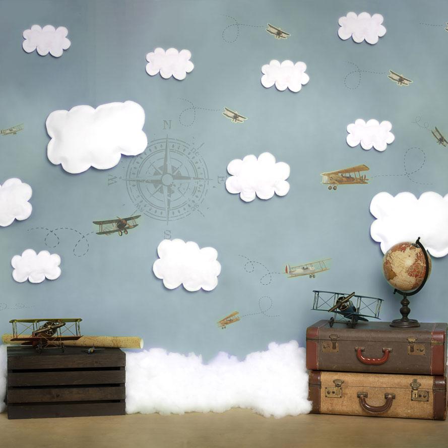 Kate Venez voler avec moi Nuage Retour à l'école Toile de fond conçue par Erin Larkins - Kate Backdrop FR