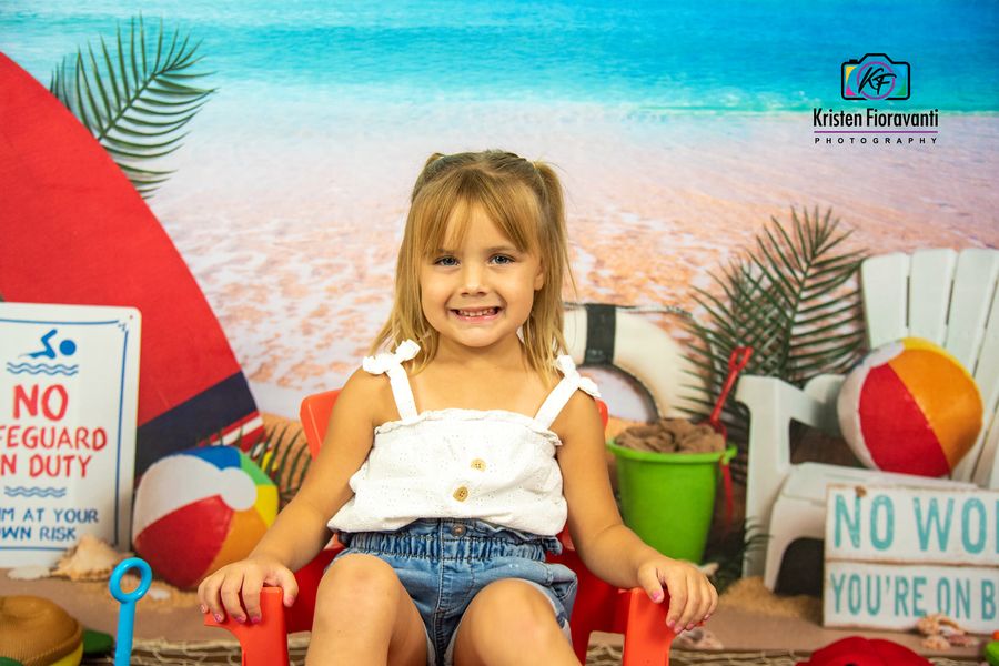Kate Jour de plage Mer Été Surf Toile de fond conçue par Megan Leigh - Kate Backdrop FR