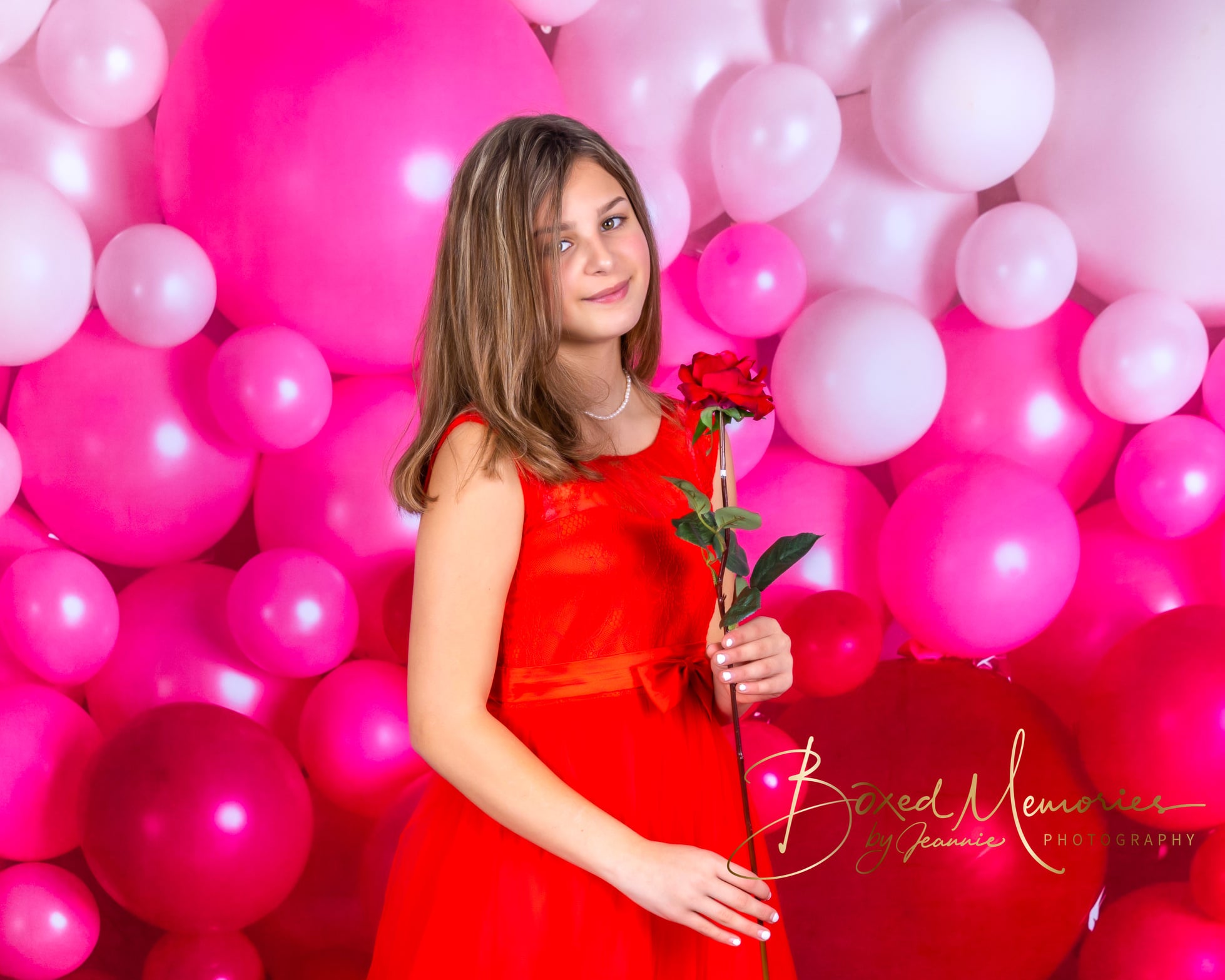 Kate Mur de ballons Rose Rouge Saint-Valentin Toile de fond conçue par Mandy Ringe - Kate Backdrop FR