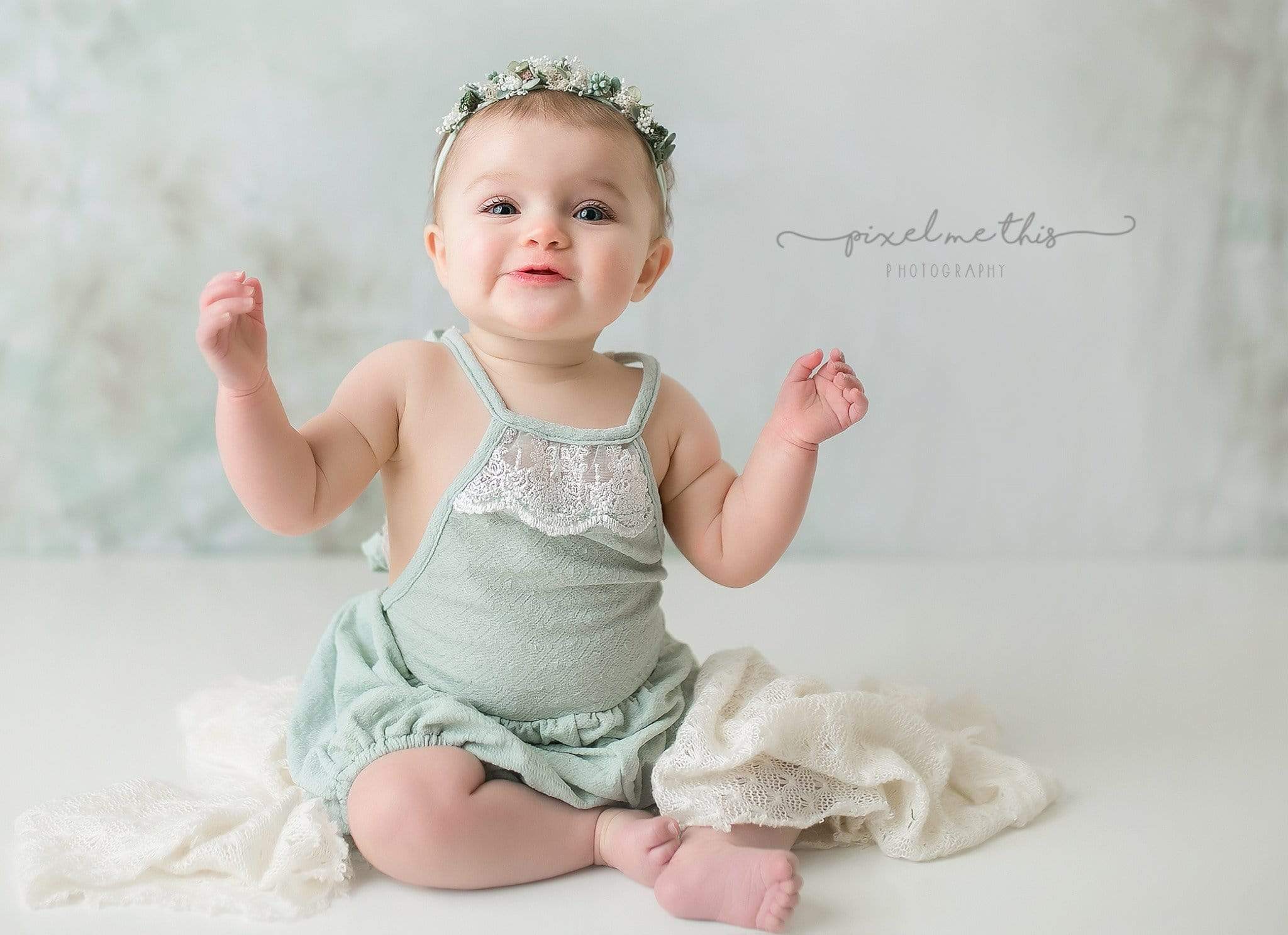 Katebackdrop£ºKate Fine Art Watercolors Green Flowers Abstract Backdrop designed by Veronika Gant