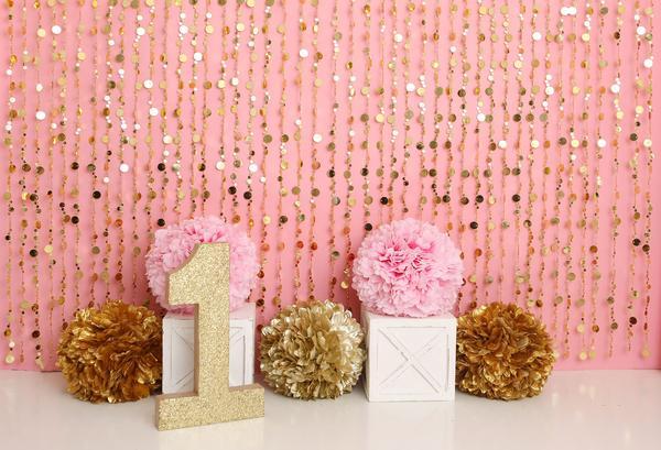 Kate Mur Rose Bubble-gum 1er anniversaire Toile de fond conçu par Lisa B - Kate Backdrop FR