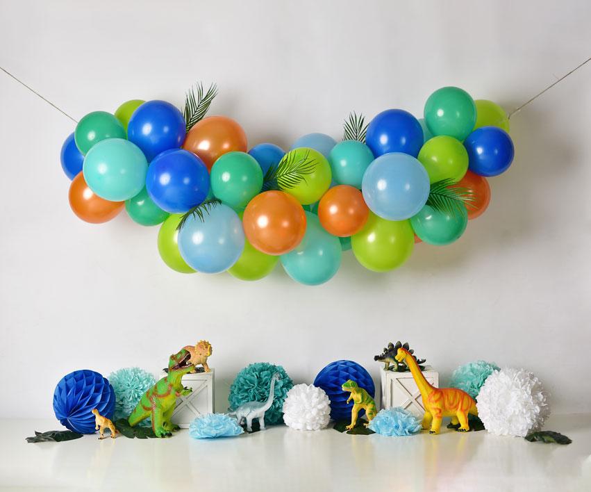 Kate Anniversaire Dinosaure Ballons Toile de fond conçue par Mandy Ringe Photographie