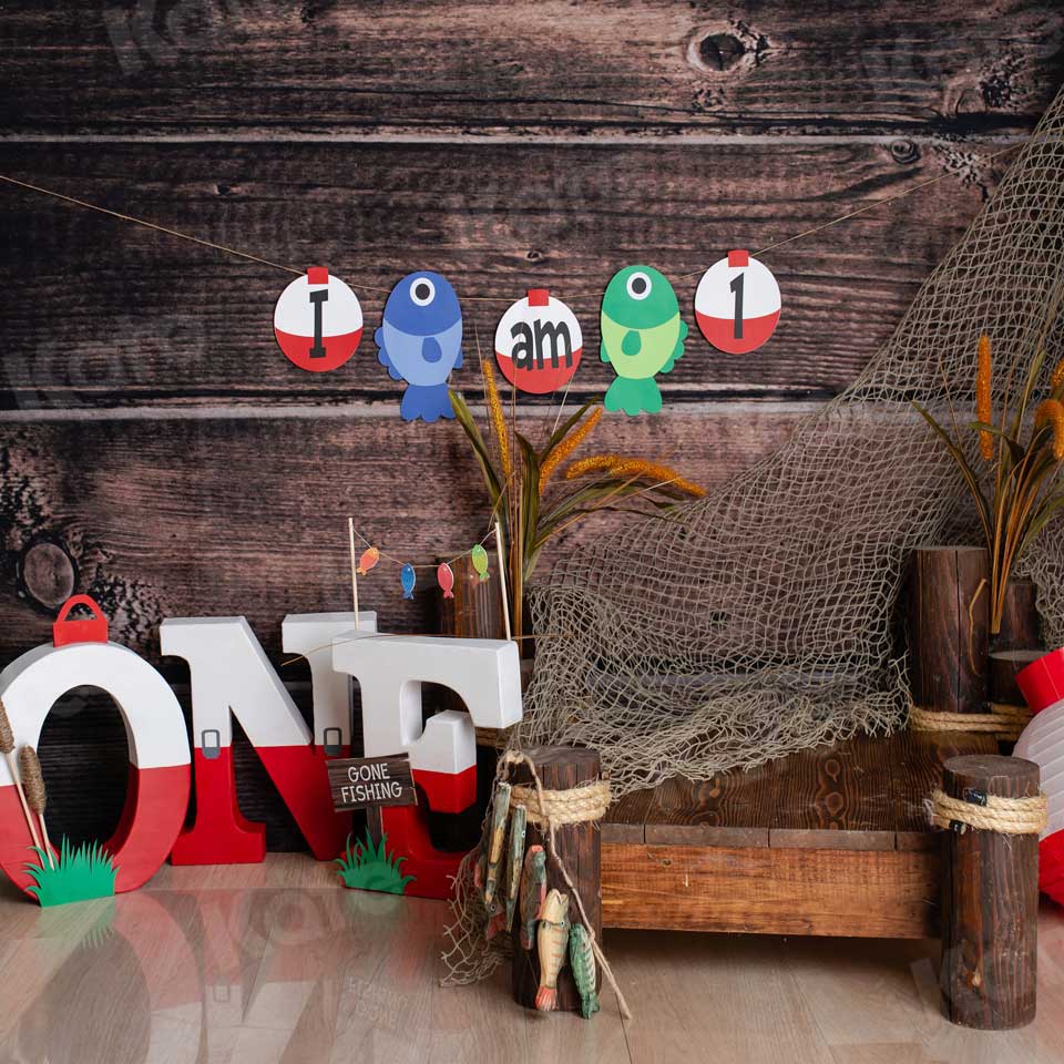 Kate Anniversaire Enfants Pêcher Bois Toile de fond conçue par Leila Steffens - Kate Backdrop FR