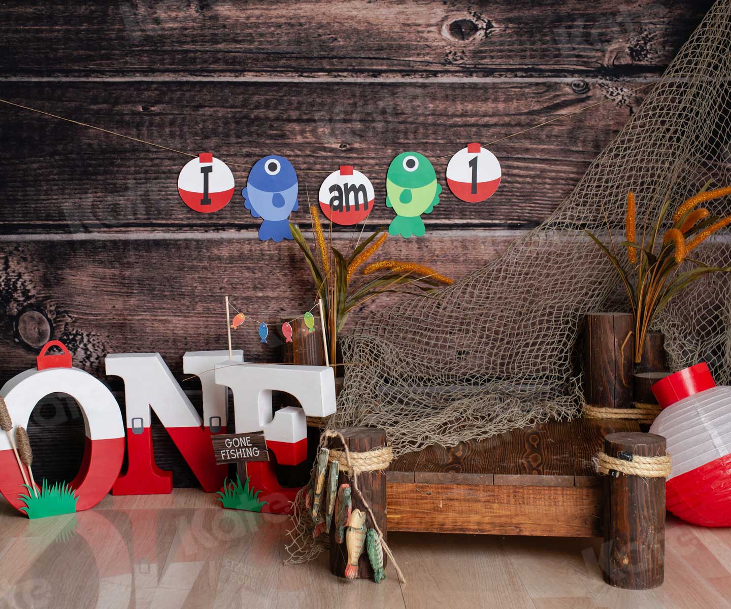 Kate Anniversaire Enfants Pêcher Bois Toile de fond conçue par Leila Steffens - Kate Backdrop FR