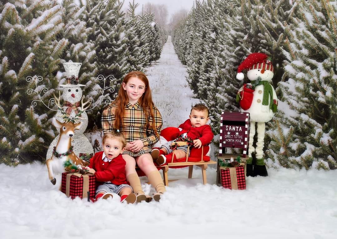 Kate Chemin Ferme Sapin de Noël Neige Toile de fond pour la photographie - Kate Backdrop FR