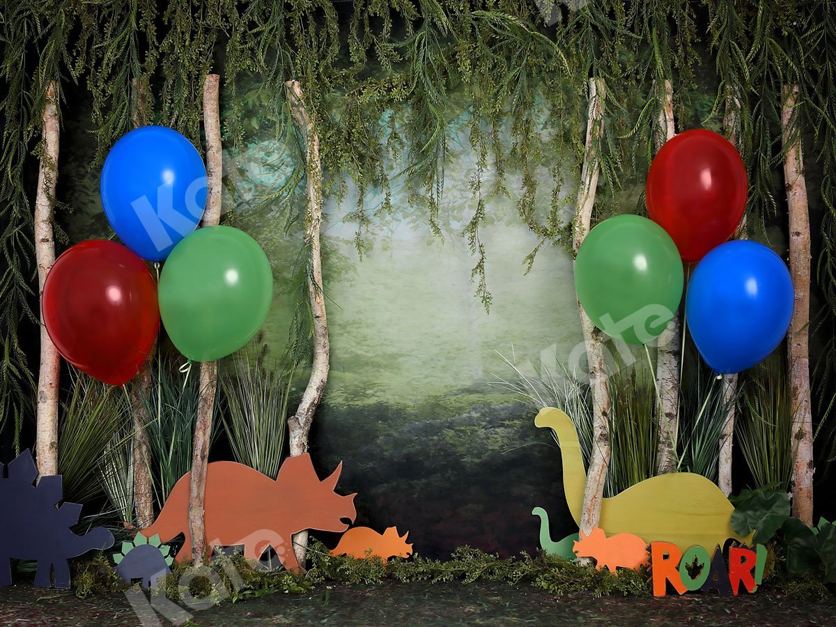 Kate Forêt tropicale Pays des merveilles Ballons Dinosaure Toile de fond conçue par shutter swan - Kate Backdrop FR