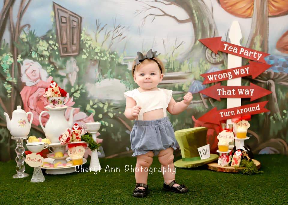 Kate Pays des merveilles Château Champignon Enfant Toile de fond conçue par JFCC - Kate Backdrop FR