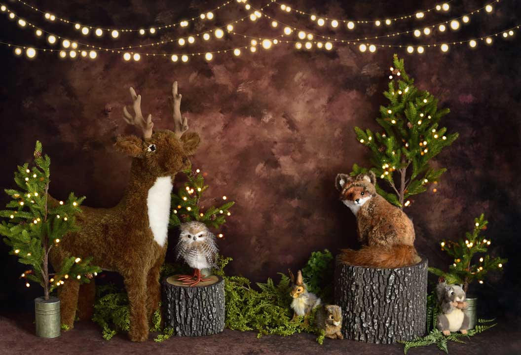 Kate Animaux Créatures Forêt Bois Brun Toile de fond conçu par Mandy Ringe - Kate Backdrop FR