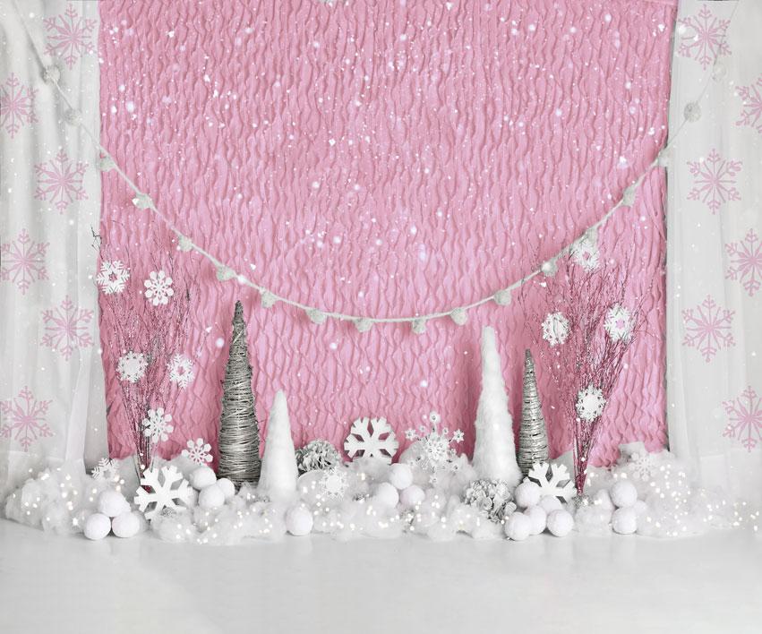 Kate Anniversaire Rose Hiver Onederland Enfant Toile de fond conçue par Mandy Ringe - Kate Backdrop FR
