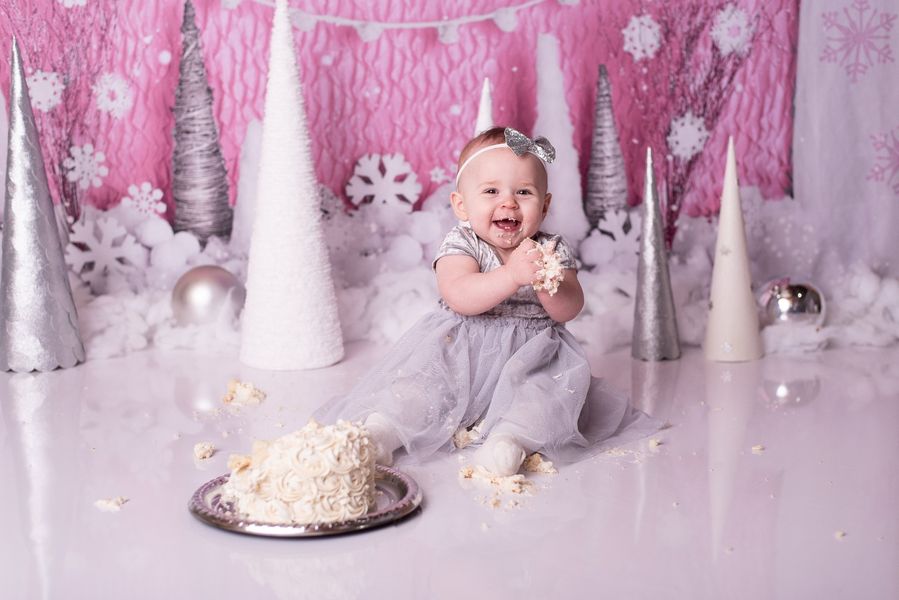 Kate Anniversaire Rose Hiver Onederland Enfant Toile de fond conçue par Mandy Ringe - Kate Backdrop FR