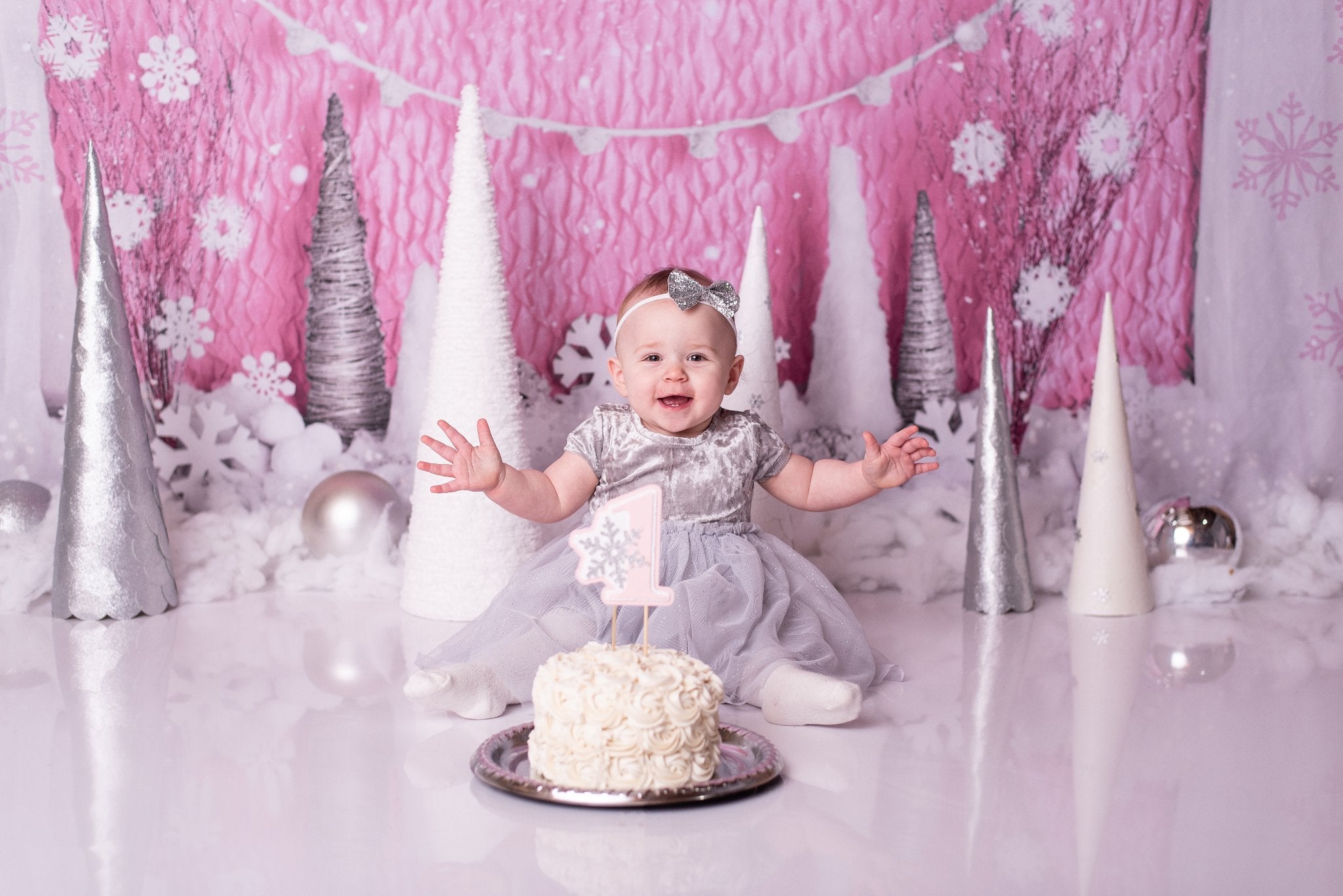 Kate Anniversaire Rose Hiver Onederland Enfant Toile de fond conçue par Mandy Ringe - Kate Backdrop FR