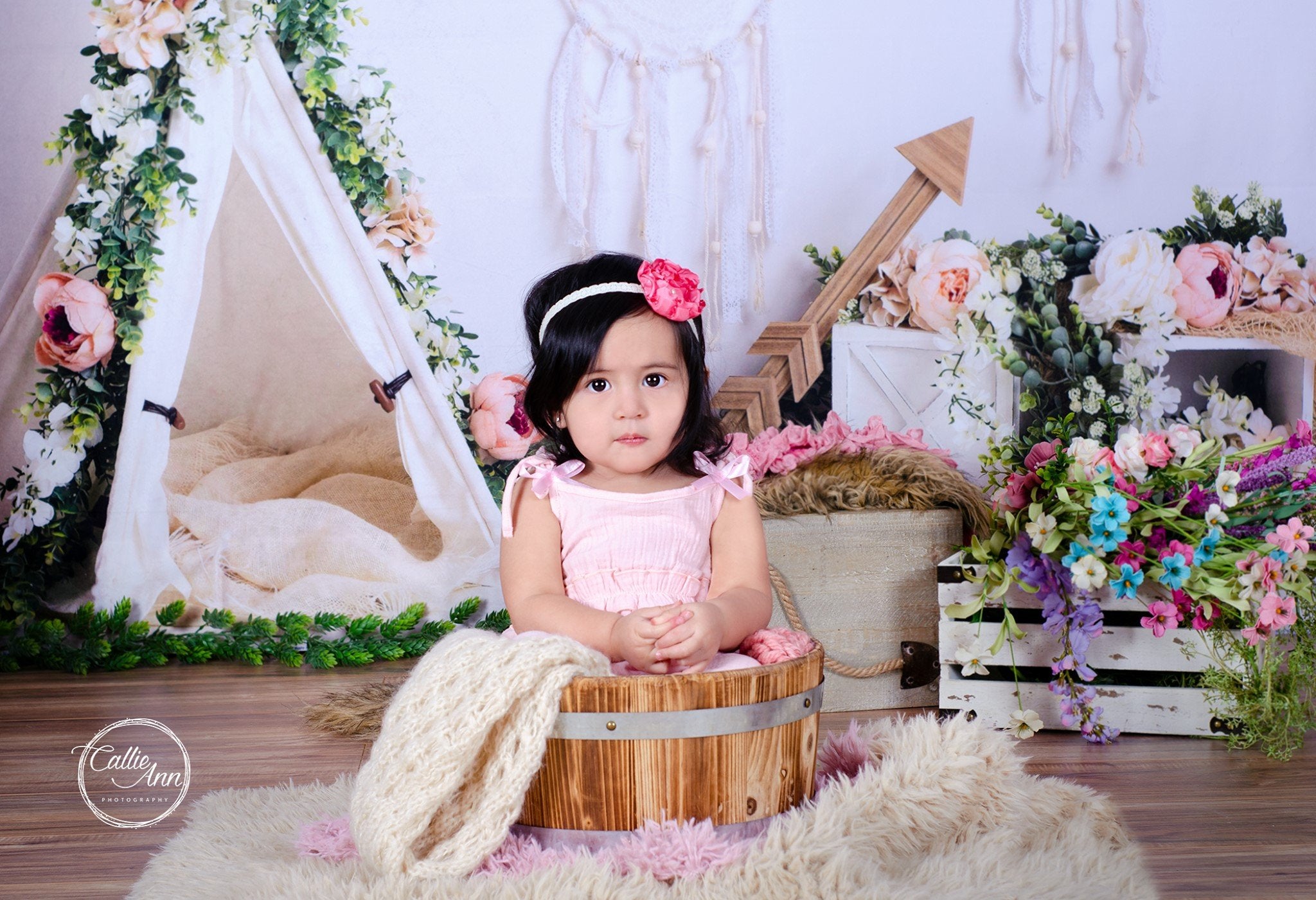 Kate Printemps Boho Tente Fête des mères Toile de fond conçue par Megan Leigh - Kate Backdrop FR