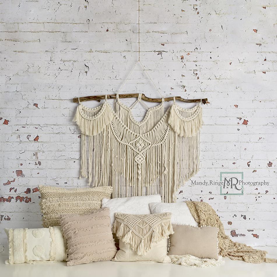 Kate Coussins de sol Macramé Boho Mur Toile de fond conçue par Mandy Ringe - Kate Backdrop FR