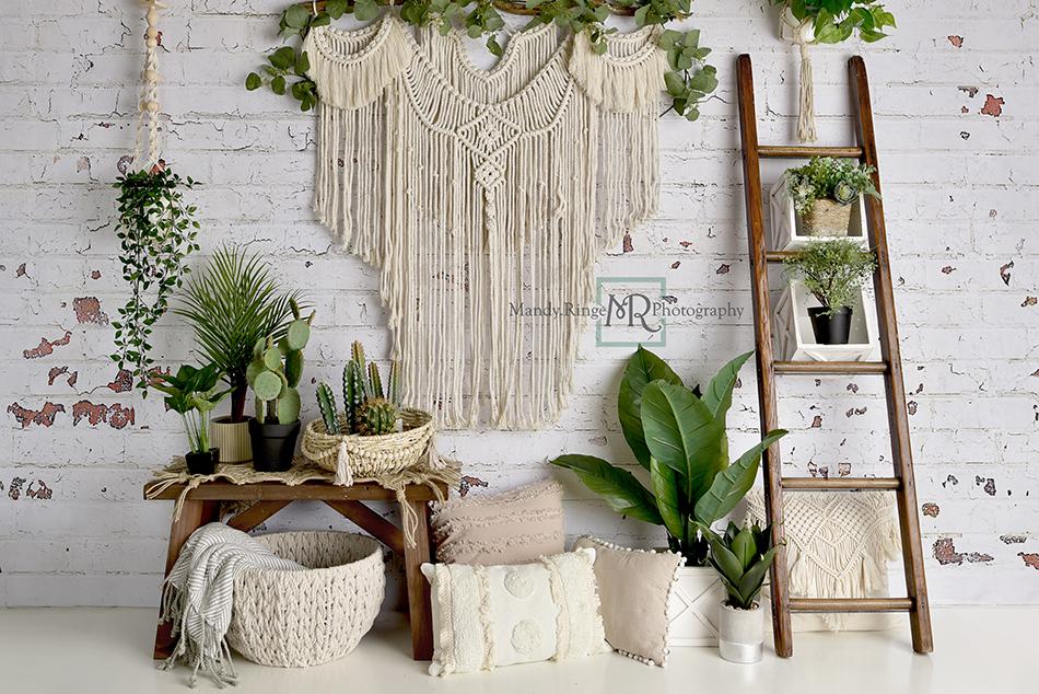 Kate Printemps Boho Macramé Chambre Toile de fond conçu par Mandy Ringe photographie - Kate Backdrop FR