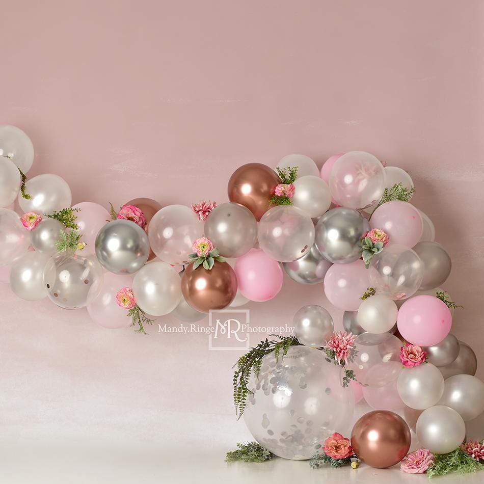 Kate Arc de ballons Fleurs Rose Blanc Toile de fond conçue par Mandy Ringe - Kate Backdrop FR