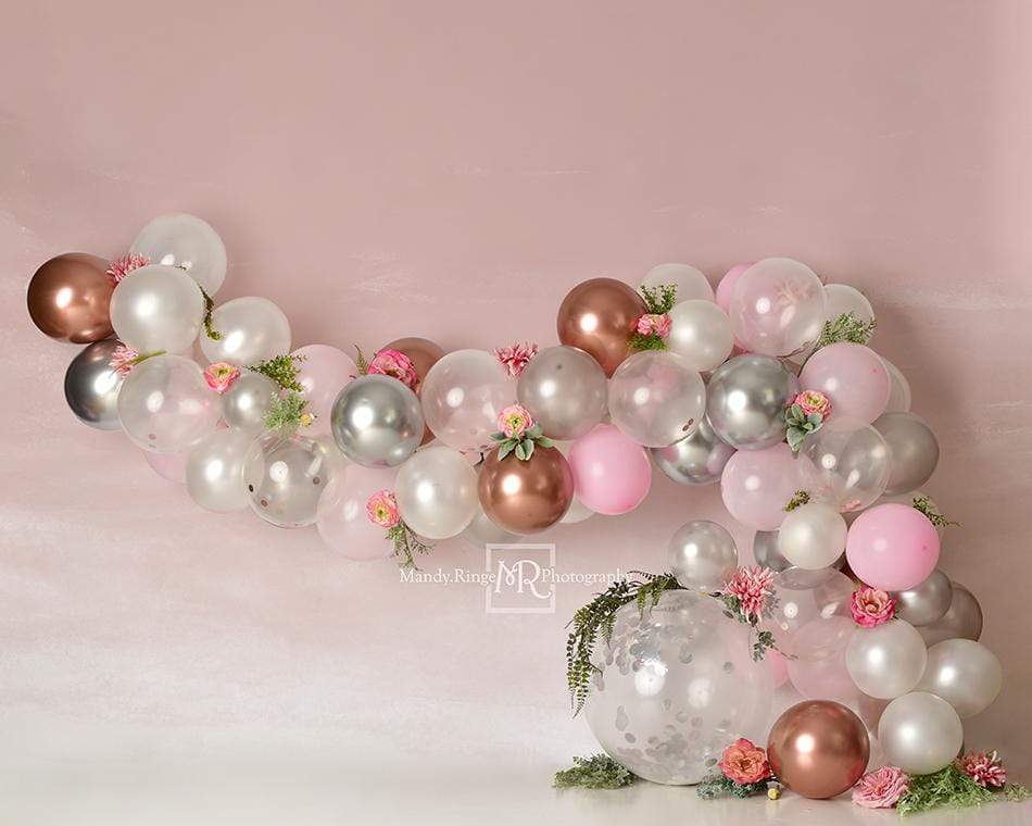 Kate Arc de ballons Fleurs Rose Blanc Toile de fond conçue par Mandy Ringe - Kate Backdrop FR