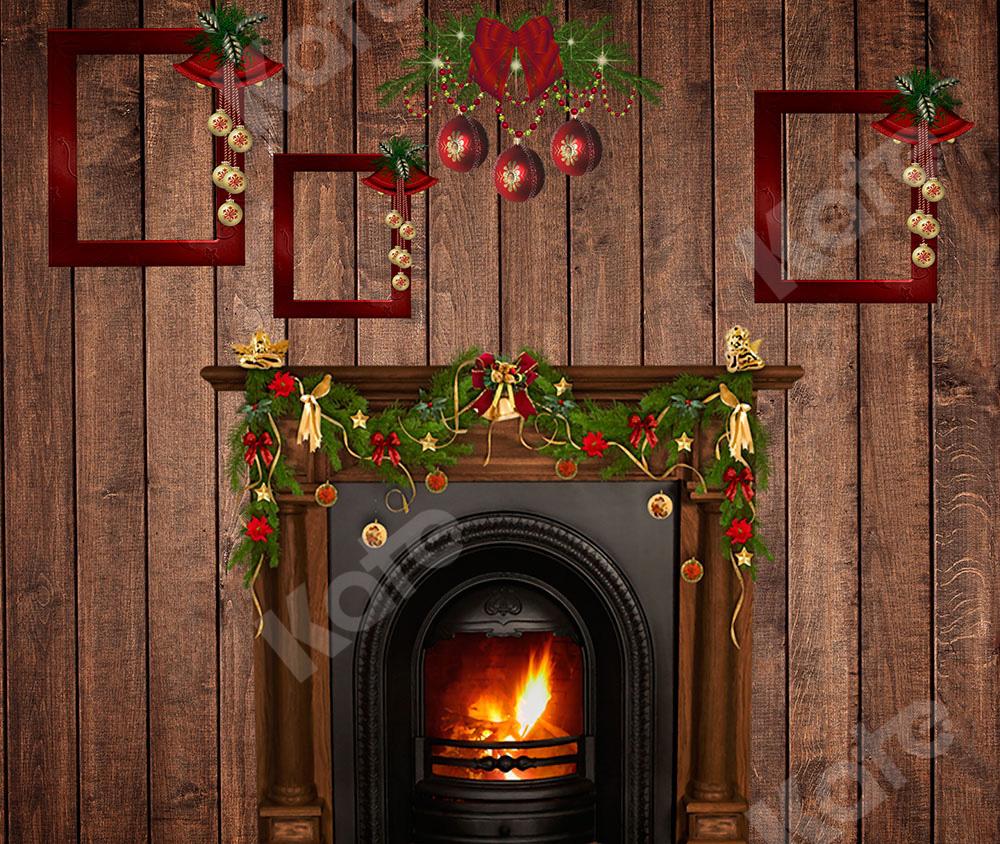 Kate Cheminée Brun Mur en bois Noël Toile de fond pour la photographie - Kate Backdrop FR