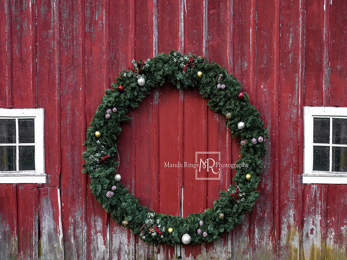 Kate Couronnes de Noël mur en bois toile de fond rouge conçu par Mandy Ringe Photographie
