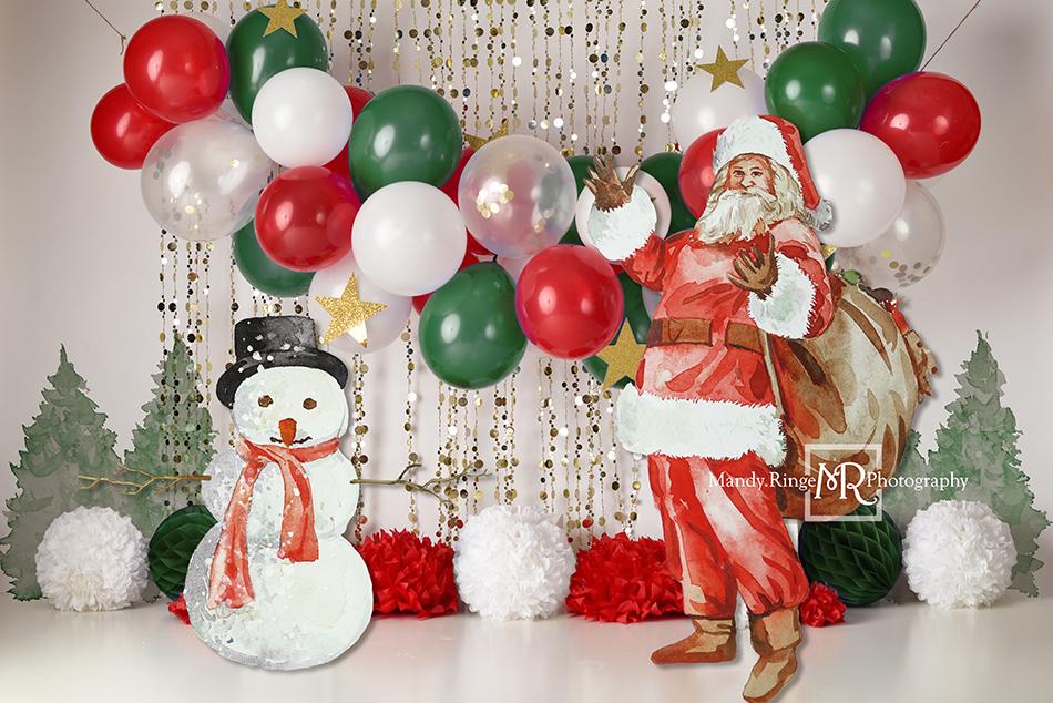 Kate Noël Bonhomme de neige Ballons Toile de fond conçue par Mandy Ringe - Kate Backdrop FR