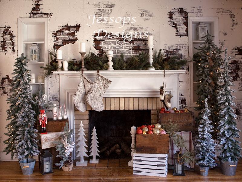 Kate Cheminée Salle confortable Noël Toile de fond conçue par Keerstan Jessop - Kate Backdrop FR