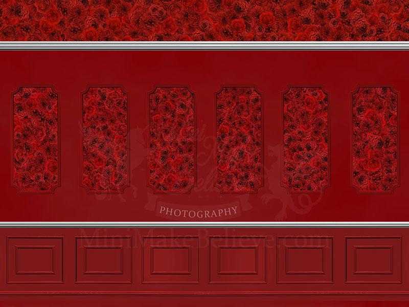 Kate Mur Rouge Saint-Valentin Toile de fond conçue par Mini MakeBelieve - Kate Backdrop FR