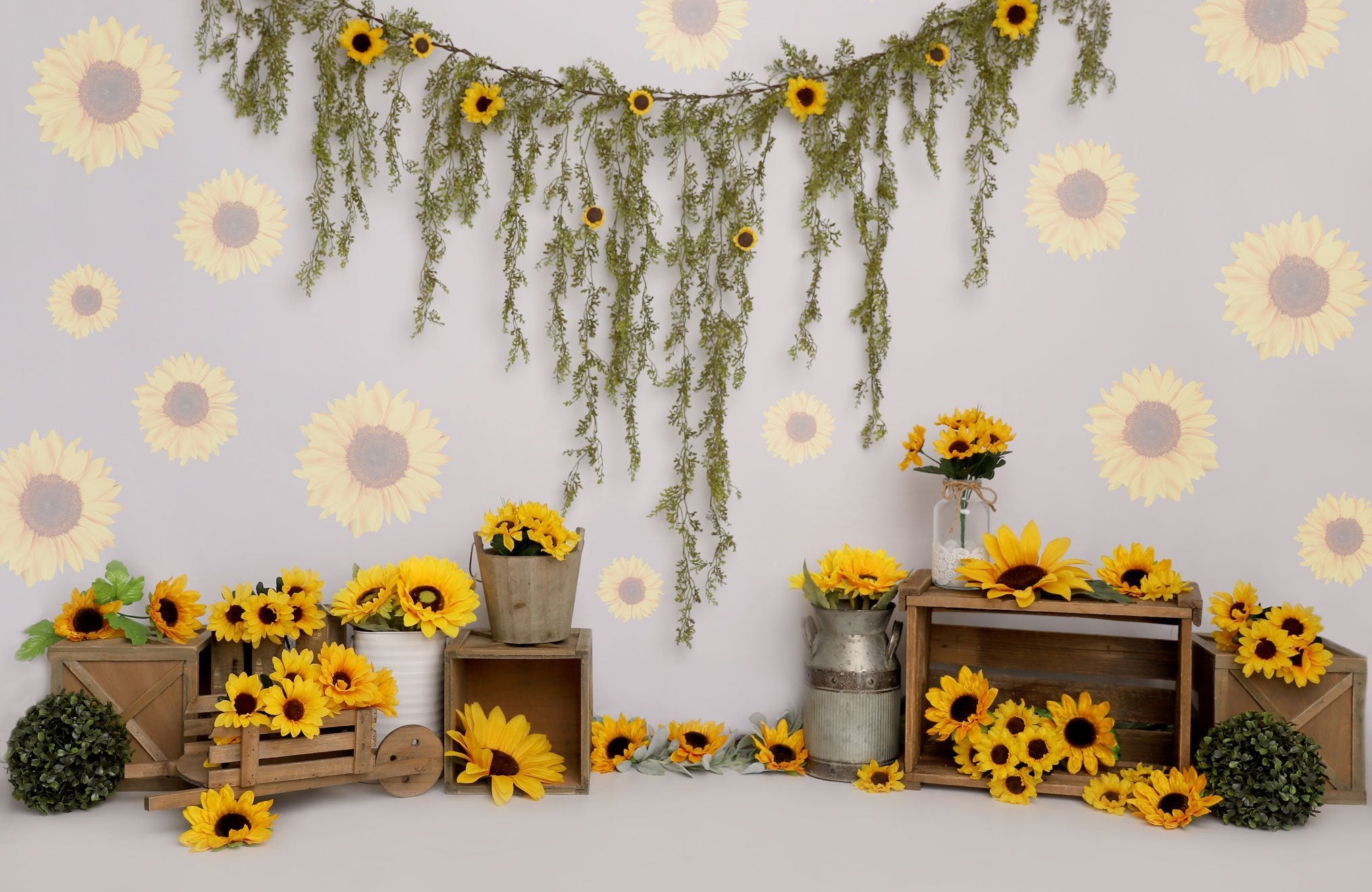 Kate Anniversaire Tournesol Printemps Toile de fond conçue par Melissa King - Kate Backdrop FR