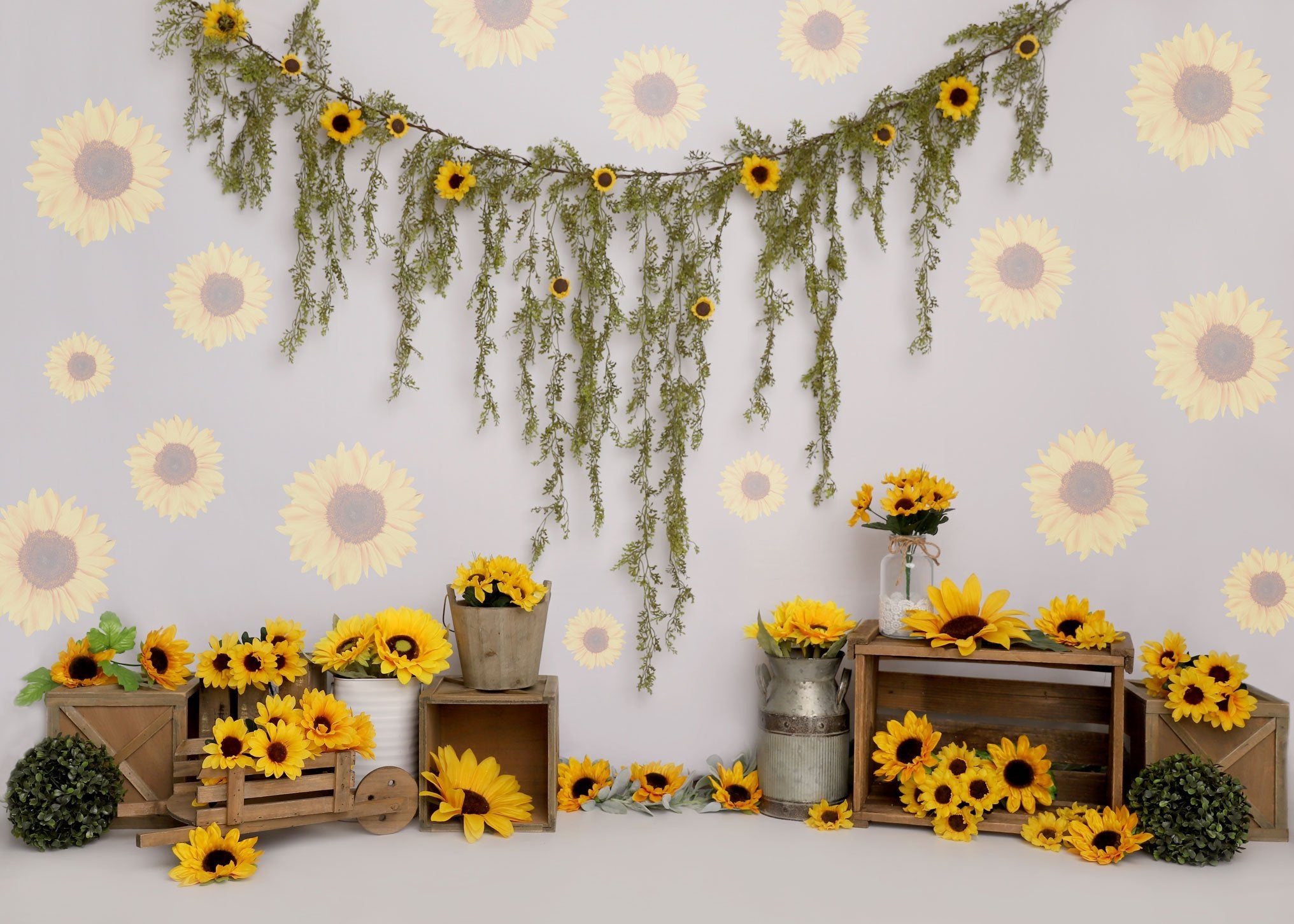 Kate Anniversaire Tournesol Printemps Toile de fond conçue par Melissa King - Kate Backdrop FR