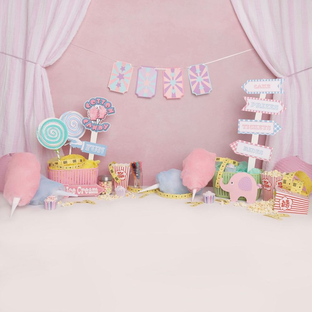 Kate Anniversaire Bonbons Collations Rose Enfant Toile de fond conçue par Melissa King - Kate Backdrop FR
