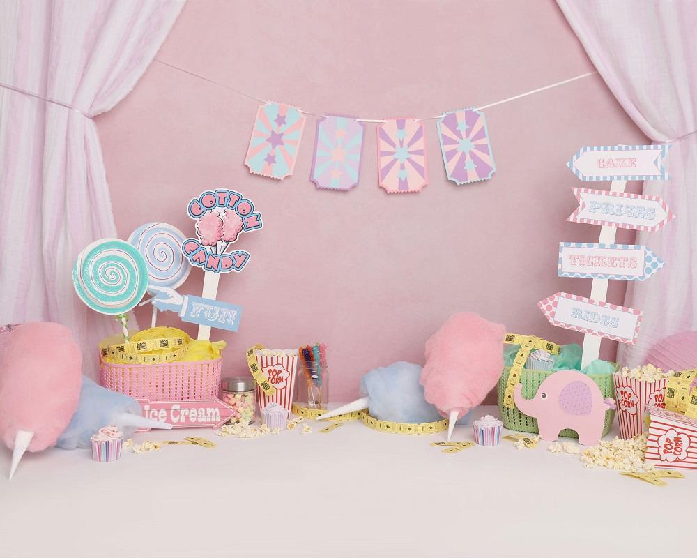 Kate Anniversaire Bonbons Collations Rose Enfant Toile de fond conçue par Melissa King - Kate Backdrop FR