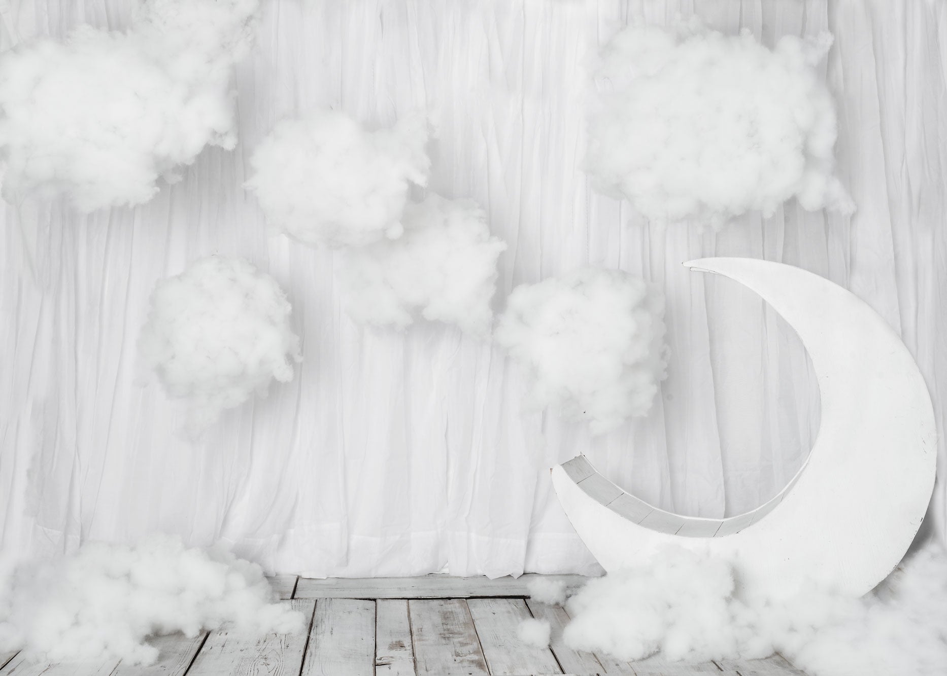 Kate Lune blanche Nuages Enfant Bébé Toile de fond conçu par Rose Abbas - Kate Backdrop FR