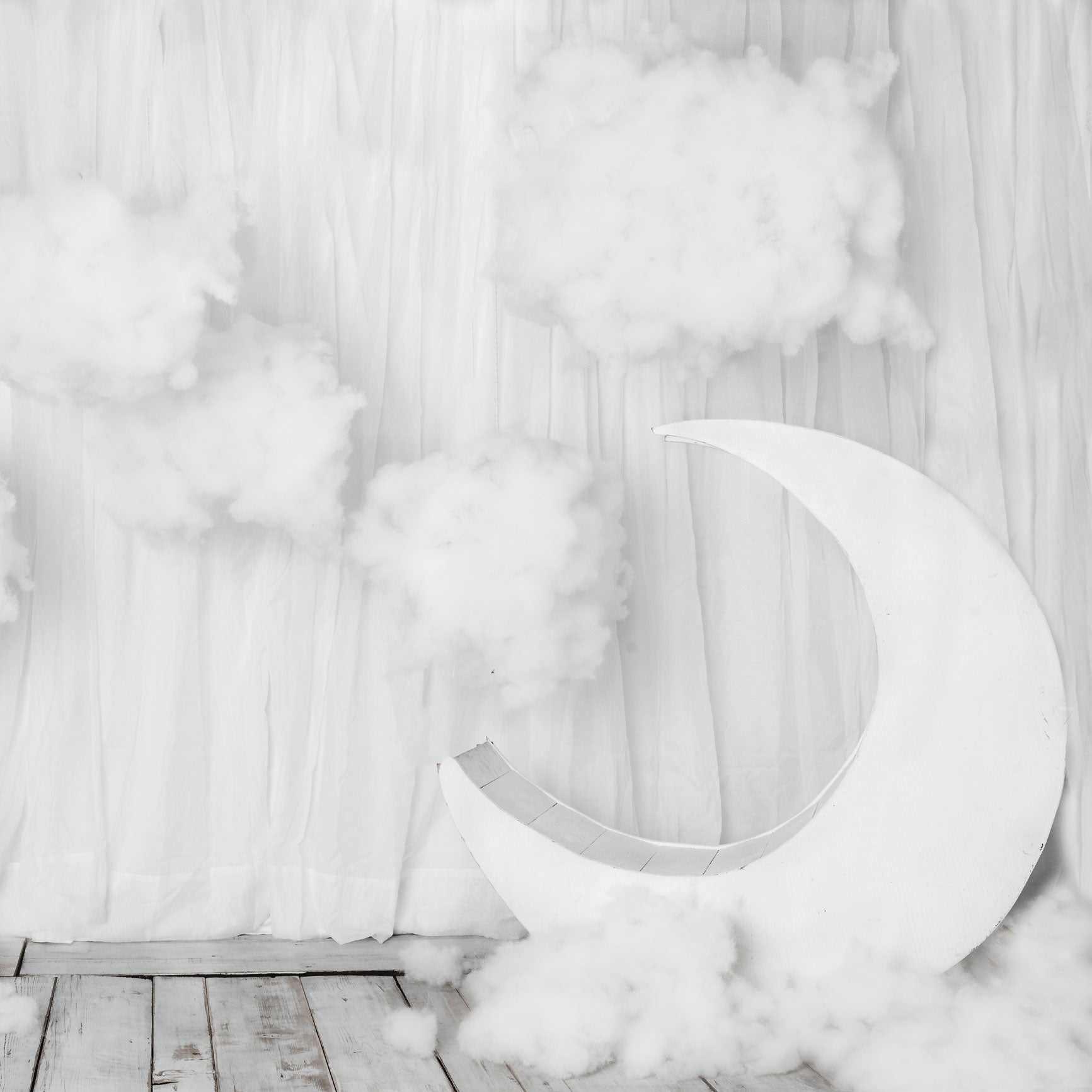 Kate Lune blanche Nuages Enfant Bébé Toile de fond conçu par Rose Abbas - Kate Backdrop FR