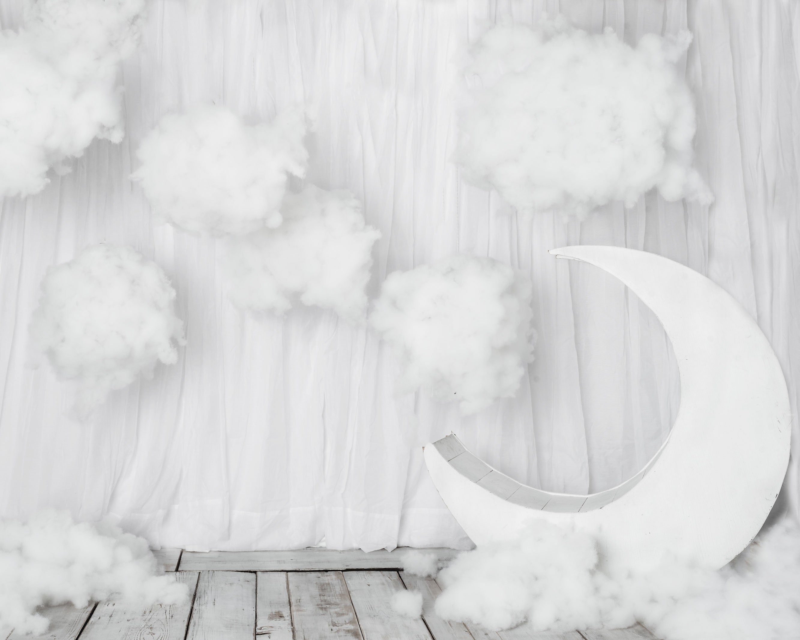 Kate Lune blanche Nuages Enfant Bébé Toile de fond conçu par Rose Abbas - Kate Backdrop FR