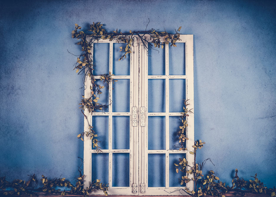 Kate Porte Bleu Printemps Fête des mères Blanc Toile de fond conçu par Arica Kirby - Kate Backdrop FR